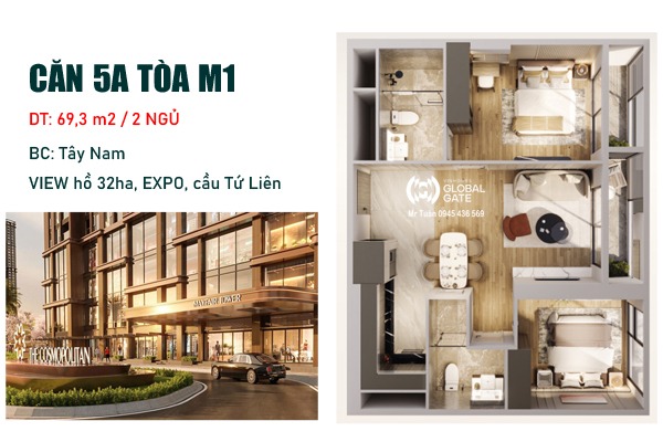 CĂN 5A TÒA M1 - MAYFAIR | COSMOPOLITAN - MIK CỔ LOA